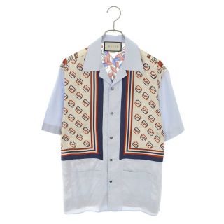 グッチ(Gucci)のグッチ シルク切替ボウリング半袖シャツ 44(シャツ)