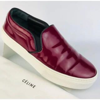 美品☆CELINE・スケーター レディース パテントレザー スリッポン(36