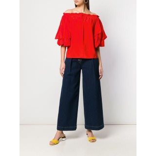 ダイアンフォンファステンバーグ(DIANE von FURSTENBERG)の新品P/JP5-9ダイアンフォンファステンバーグオフショルダートップ赤(シャツ/ブラウス(半袖/袖なし))