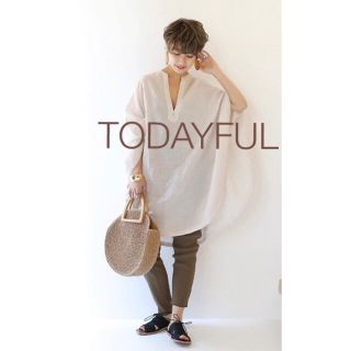 トゥデイフル(TODAYFUL)の新品 タグ付き トゥデイフルTODAYFUL リネン混 チュニック アイボリー(シャツ/ブラウス(長袖/七分))