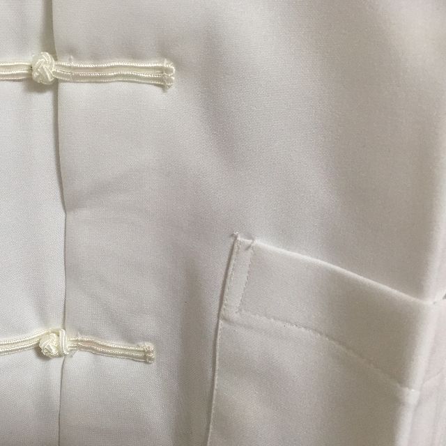 チャイナ服 シャツ 半袖 Lサイズ 白 メンズのトップス(シャツ)の商品写真