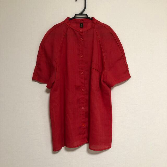 リネンシャツ半袖　(イタリア産) レディースのトップス(シャツ/ブラウス(半袖/袖なし))の商品写真