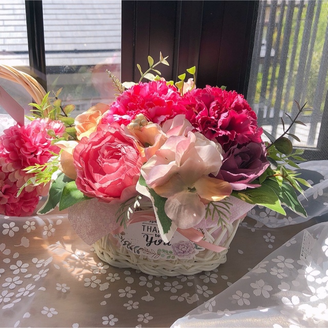 Happy mothers day♡ ブーケみたいな花かごアレンジメント　母の日ハンドメイド