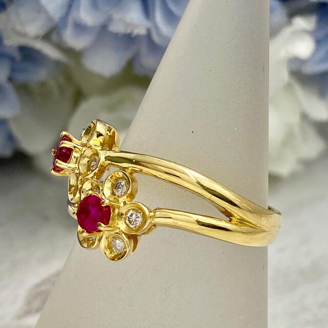 ルビー 0.25ct ダイヤ ダイヤモンド 0.19ct フラワー リング Pt900 ...