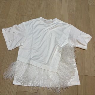 ルシェルブルー(LE CIEL BLEU)の新品 未使用 Tシャツ トップス ルシェルブルー ホワイト 白 ファー (カットソー(半袖/袖なし))