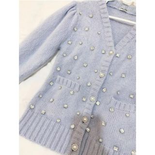 miumiu - ミュウミュウ モヘヤ ビジュー カーディガン キラキラの通販