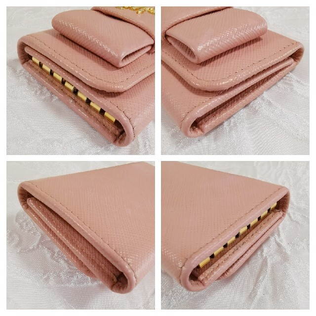 美品☆プラダ PRADA サフィアーノ リボン 6連キーケース ピンク 美品☆プラダ PRADA サフィアーノ リボン 6連キーケース ピンク