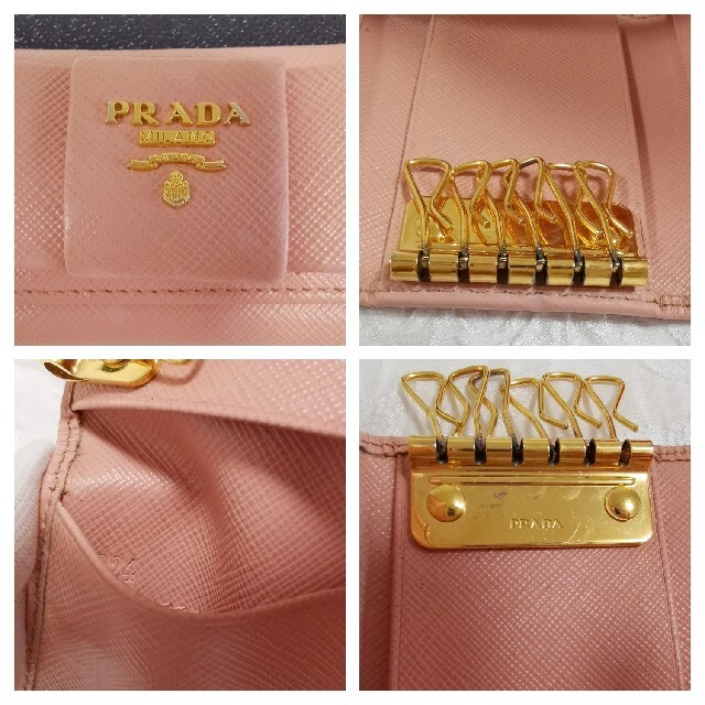 美品☆プラダ PRADA サフィアーノ リボン 6連キーケース ピンク 美品☆プラダ PRADA サフィアーノ リボン 6連キーケース ピンク