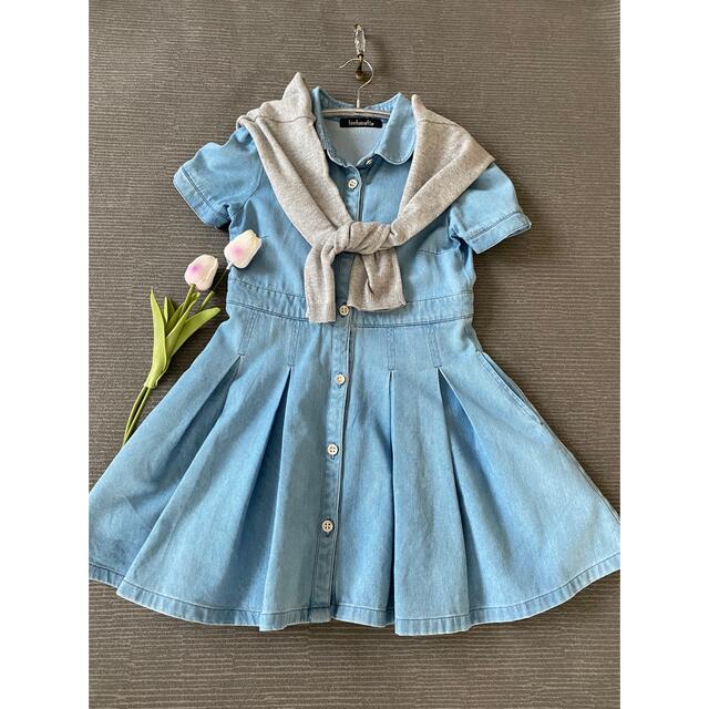 JENNI(ジェニィ)のfeefossette デニムワンピース半袖 キッズ/ベビー/マタニティのキッズ服女の子用(90cm~)(ワンピース)の商品写真