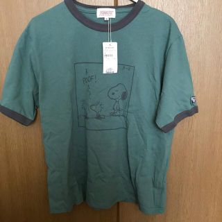 レトロガール(RETRO GIRL)のTシャツ　リンガー　スヌーピー  半袖　レトロガール　緑　深緑　グリーン　刺繍(Tシャツ(半袖/袖なし))