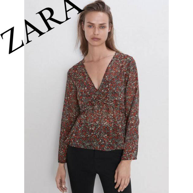 ZARA ザラ 花柄シースルートップス Mサイズ