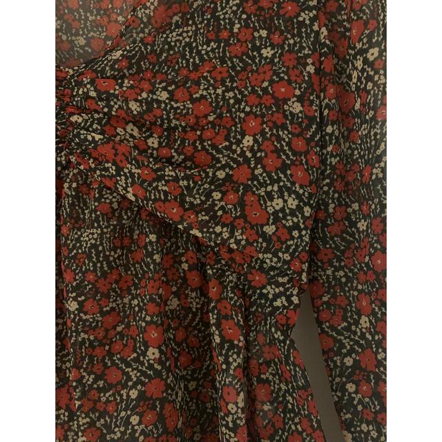 ZARA(ザラ)の美品　ZARA ザラ　シースルー　花柄　シャツ　ブラウス　人気　完売　黒　可愛い レディースのトップス(シャツ/ブラウス(長袖/七分))の商品写真