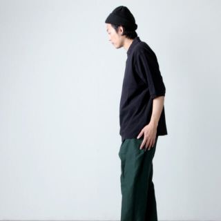 COMOLI - 【美品】Comoli（コモリ） 鹿の子 半袖ポロシャツ ネイビー