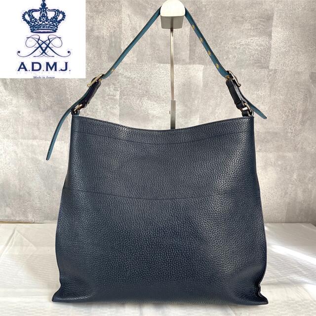 ブラック系【通販激安】 【極美品】ADMJ クロコ型押し 2wayバッグ 購入新商品 【極美品】ADMJ クロコ型押し 2wayバッグ ネイビー ゴールド金具 ハンドバッグ