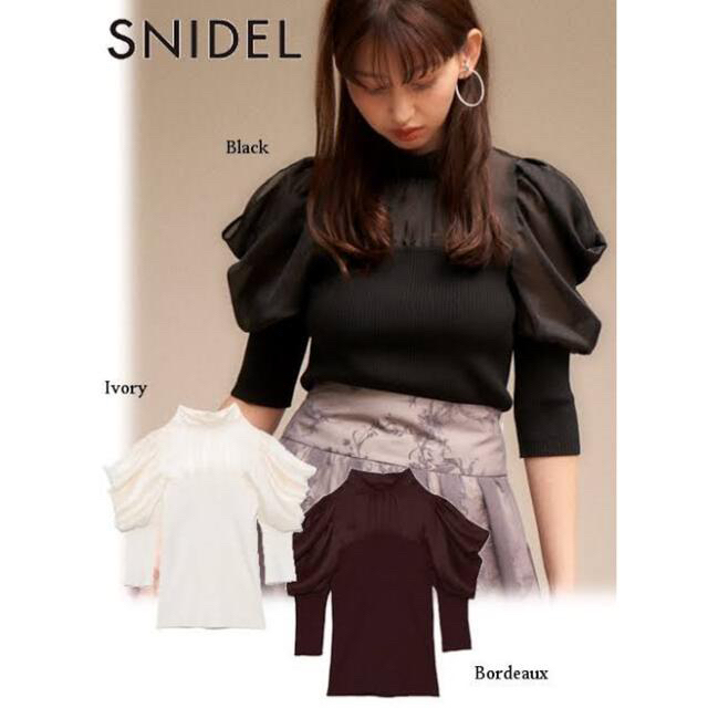 SNIDEL(スナイデル)のSNIDEL スナイデル❤︎ シアーパフスリーブニットトップス レディースのトップス(ニット/セーター)の商品写真