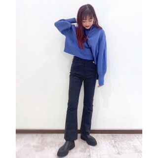 ジーナシス(JEANASIS)のジーナシス ハイストレッチフレアパンツ 黒 M 美品(カジュアルパンツ)