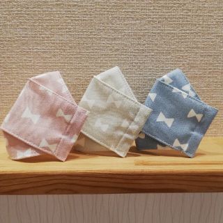 子供用くすみカラーリボン柄大臣風インナーマスク3枚セット(外出用品)