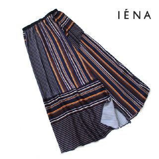 イエナ(IENA)のイエナ IENA■スカート ロング マキシ ラップ風 総柄 ネイビー×オレンジ(ロングスカート)