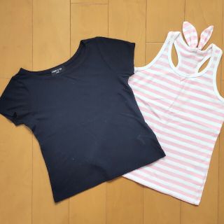 コムサイズム(COMME CA ISM)のコムサイズム☆110cmレイヤードTシャツ☆2枚セット☆ネイビー×ピンク☆女の子(Tシャツ/カットソー)