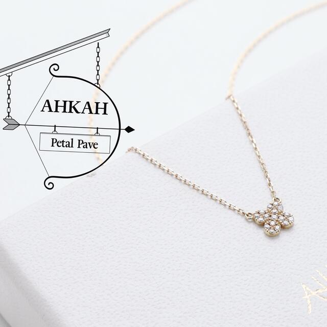 極美品 アーカー ペタルパヴェ ダイヤ 0.07ct K18 ネックレス