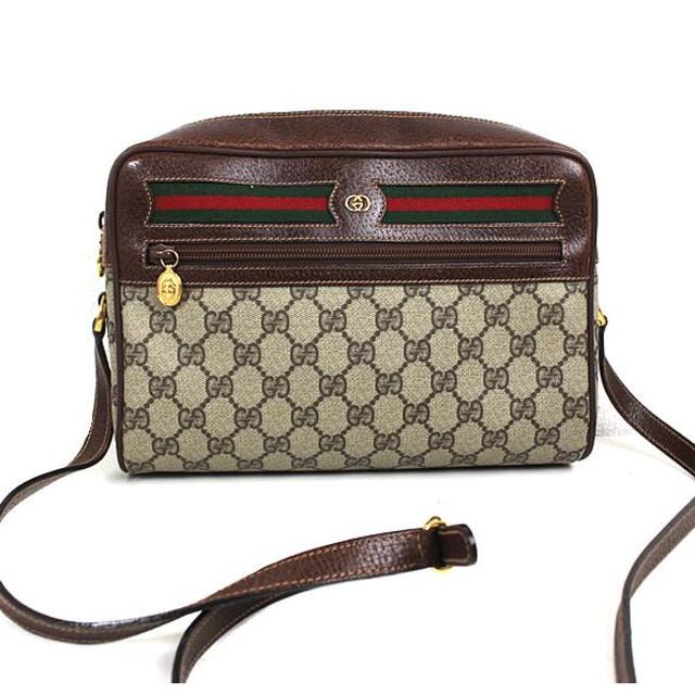 オールドグッチ ショルダーバッグ グッチ GUCCI ポシェット 茶 GG柄 p ...