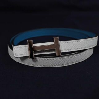 エルメス(Hermes)のエルメス コンスタンス ベルト ブルー×ホワイト×シルバー金具 新品同様　美品　(ベルト)