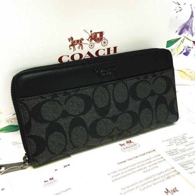 COACH(コーチ)のCOACH長財布 コーチ正規品 75000 ブラックグレー アウトレット 3 レディースのファッション小物(財布)の商品写真