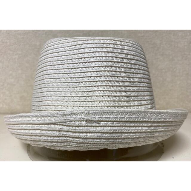 清涼 編込み 中折帽 ソフト帽(58cm)ホワイト 白 レディースの帽子(ハット)の商品写真