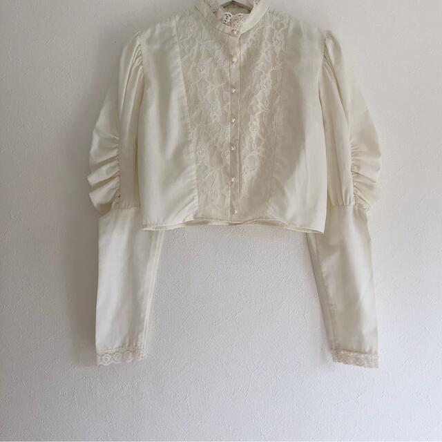 セール特価 70s- Ivory Lace Victorian Cotton Blouse シャツ+ブラウス(長袖+七分)