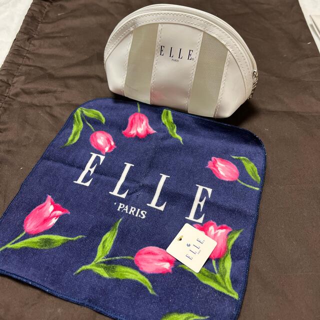 ELLE 白ポーチ付きハンカチ - ファッション小物