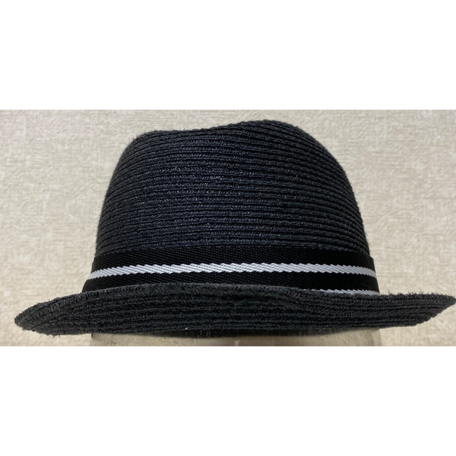 清涼 編込み 中折帽 ソフト帽(58cm)ブラック 黒 メンズの帽子(ハット)の商品写真