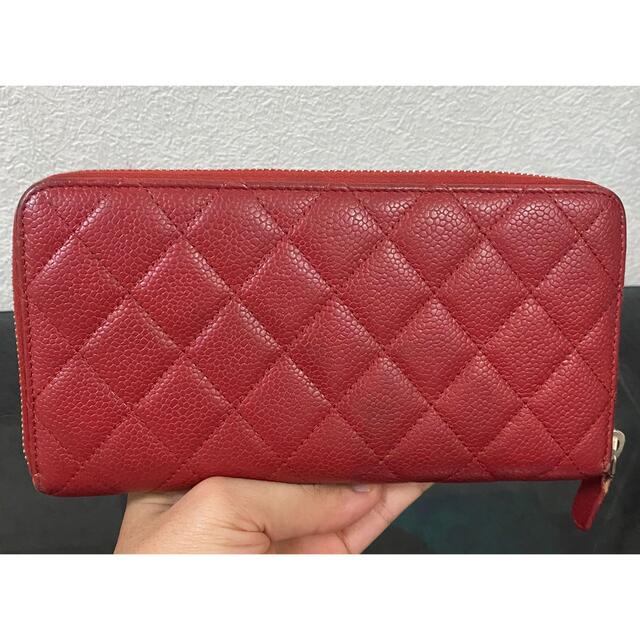 CHANEL シャネルキャビアスキンマトラッセA50097ラウンドジップ長財布