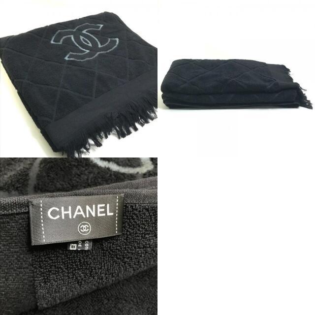 CHANEL(シャネル)の美品 シャネル ココマーク マトラッセ 大判 ビーチタオル コットン ブラック インテリア/住まい/日用品の日用品/生活雑貨/旅行(タオル/バス用品)の商品写真