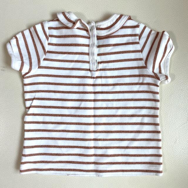 PETIT BATEAU(プチバトー)のプチバトー  ラメボーダーカットソー　12m/74m キッズ/ベビー/マタニティのベビー服(~85cm)(シャツ/カットソー)の商品写真