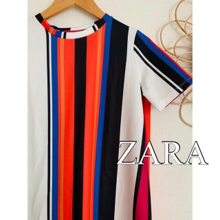 ザラ(ZARA)の美品　ZARA ザラ　トップス　マルチストライプ　ストライプ　Tシャツ　人気(Tシャツ(半袖/袖なし))