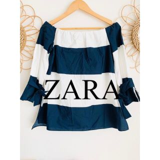 ザラ(ZARA)の新品　ZARA ザラ　ボーダー　マリン　オフショル　トップス　人気　完売(シャツ/ブラウス(長袖/七分))