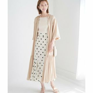 ロペピクニック(Rope' Picnic)の【ベージュ（27）】ローウエスト切替サテンシャツワンピース(ロングワンピース/マキシワンピース)