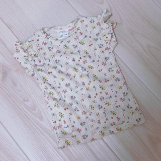 ザラ(ZARA)のZARA♡リブフラワーTシャツ(Tシャツ/カットソー)