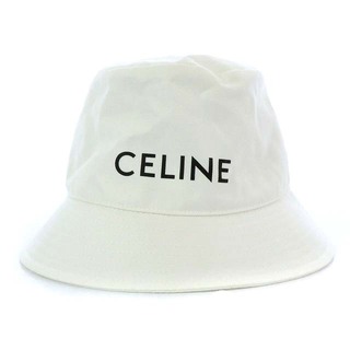 セリーヌ CELINE ギャバジンコットン 帽子 バケットハット ロゴ M 白