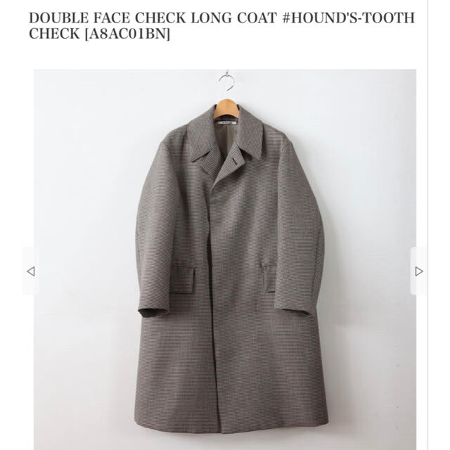 ステンカラーコートDOUBLE FACE CHECK LONG COAT オーラリー18aw