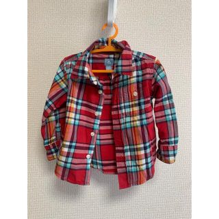 ギャップキッズ(GAP Kids)のギャップ　チェックシャツ　シャツ　赤　キッズ　90 GAP(Tシャツ/カットソー)