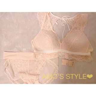 アモスタイル(AMO'S STYLE)のアモスタイル💕 ヴィンテージレース AMOSTYLEジョイブラ ノンワイヤー(ブラ&ショーツセット)