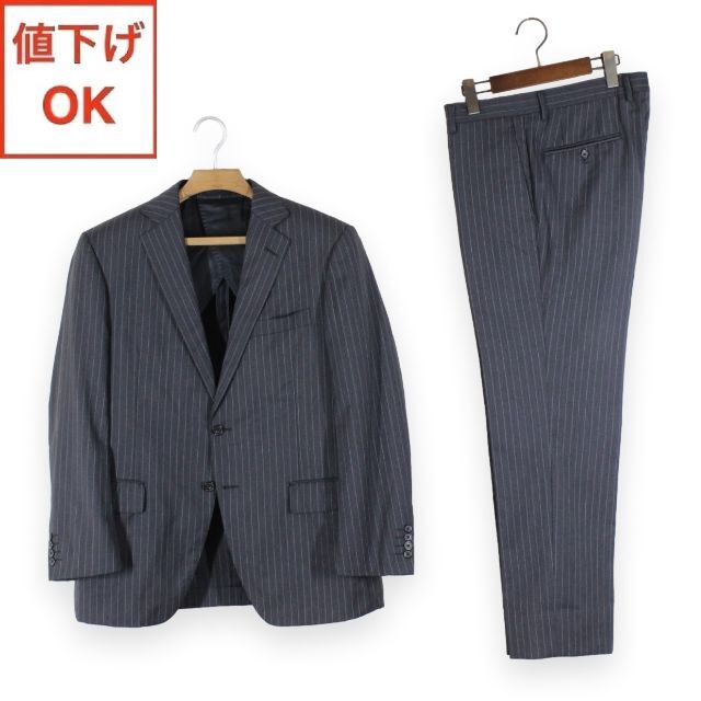 20【極美品】五大陸 スーツ AB5 メンズ M 36L グレー モヘヤ混ウール