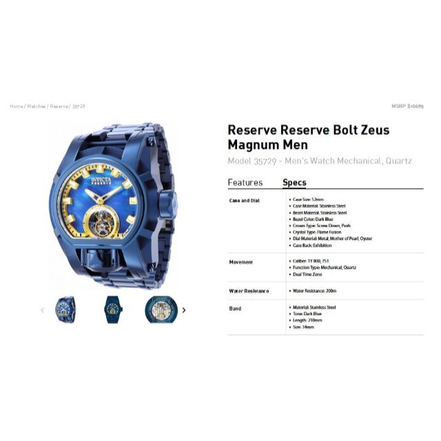 INVICTA - インビクタ『Bolt Zeus Mugnum 35729』☆トゥールビヨン搭載