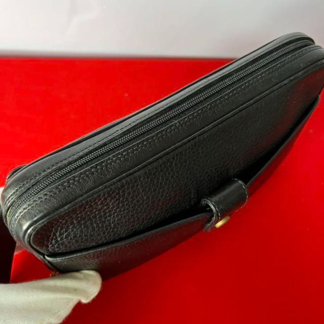 バッグ Gucci クラッチバッグ ブラック レザー ワンポイントロゴの通販