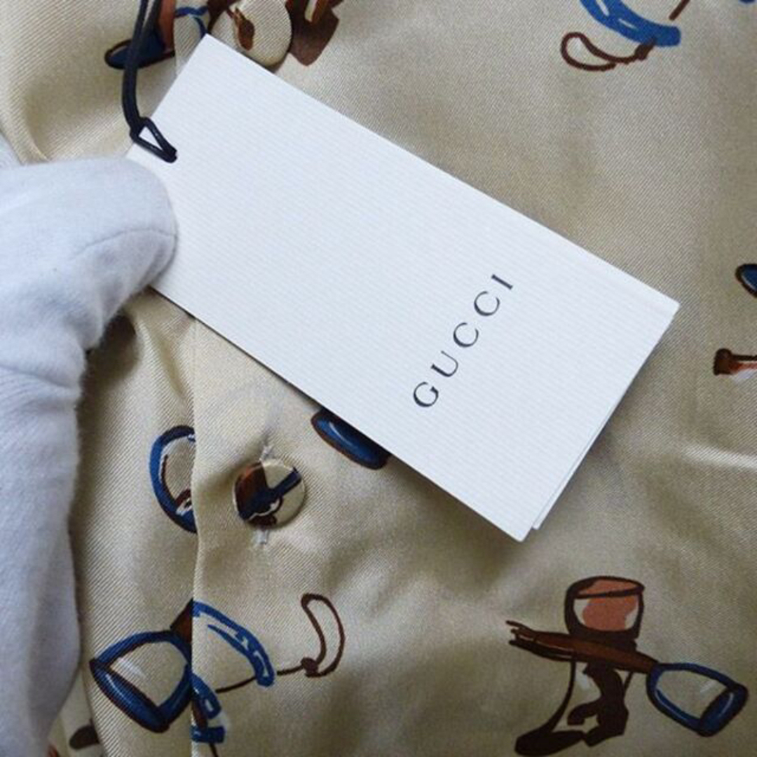 【新品】GUCCI 20SS 総柄 シルク シャツ アイボリー 46