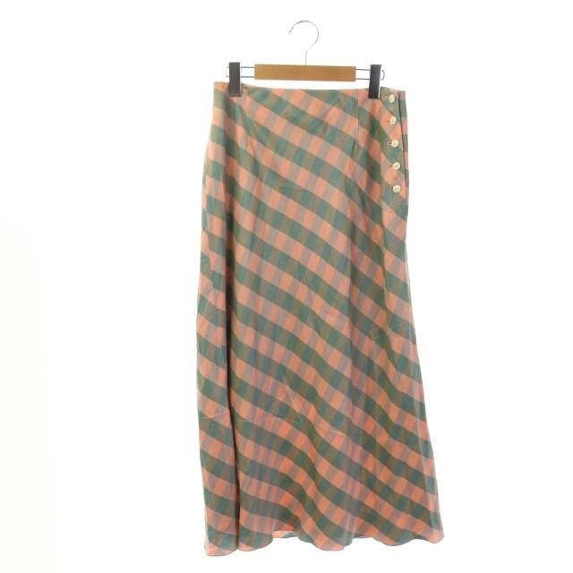 IENA(イエナ)のイエナ IENA 19SS フレアスカート ロング チェック ピンクオレンジ 緑 レディースのスカート(ロングスカート)の商品写真