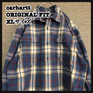 カーハート(carhartt)の【カーハート】長袖シャツ　チェック　刺繍ロゴ　ワンポイントロゴ　XL　％１(シャツ)