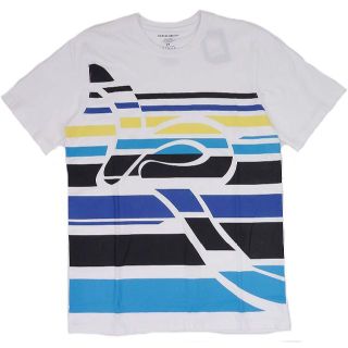 ロカウェア(Rocawear)のROCA WEAR ロカウェア ボーダープリント 半袖Tシャツ ホワイト L(Tシャツ/カットソー(半袖/袖なし))