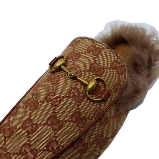 安く 買える 【新品】GUCCI サンダル シューズ GG柄 ファー ベージュ 8
